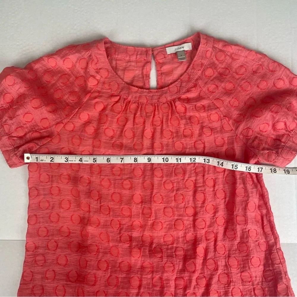 J. Crew Jacquard Dot‎ Top Blouse Rose Pink Peach Short Sleeve Size 2